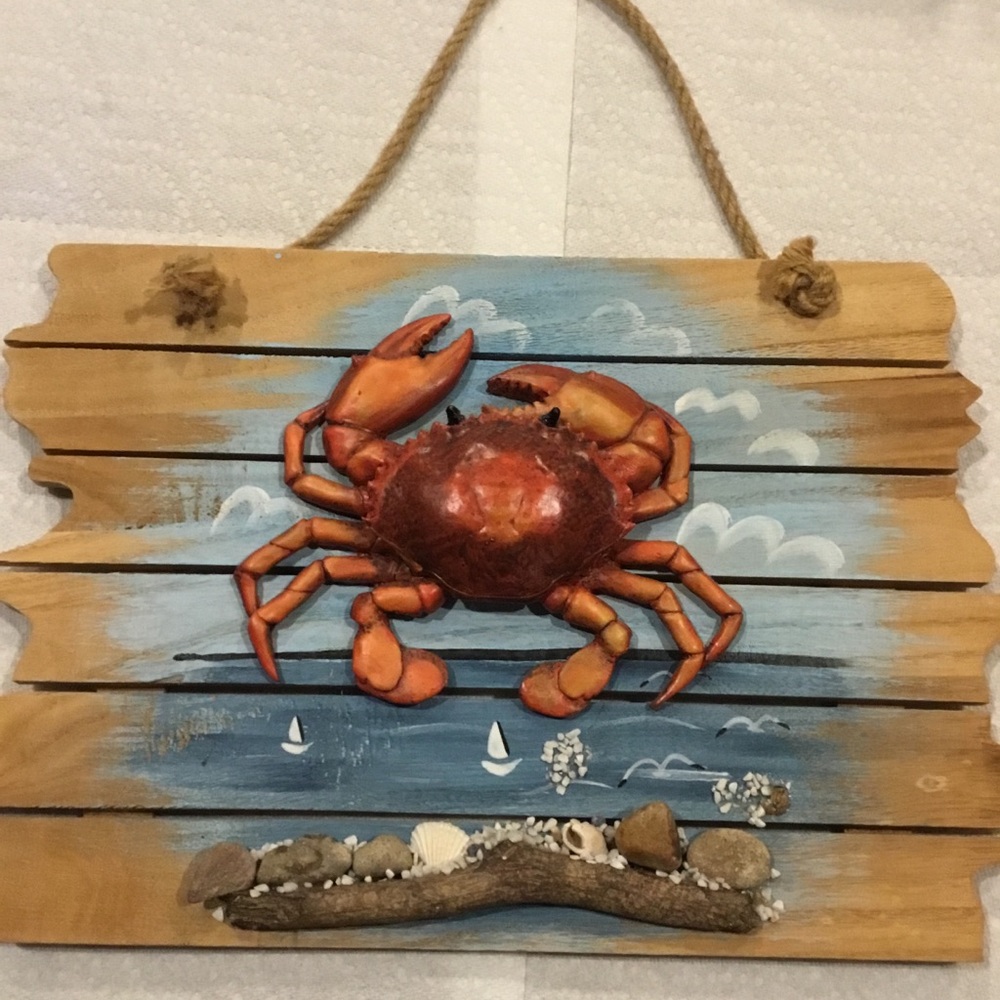 3D Red Crab Wall Hanging Nautical Sign